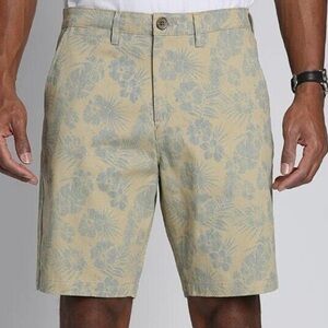Jachs Men’s Bleecker Shorts Stretch Chino 9” Khaki Blue Floral Print Size 31 NWT